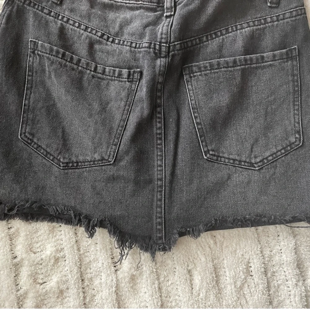 We The Free Free People Zip It Up Black Denim Mini Skirt Size 27